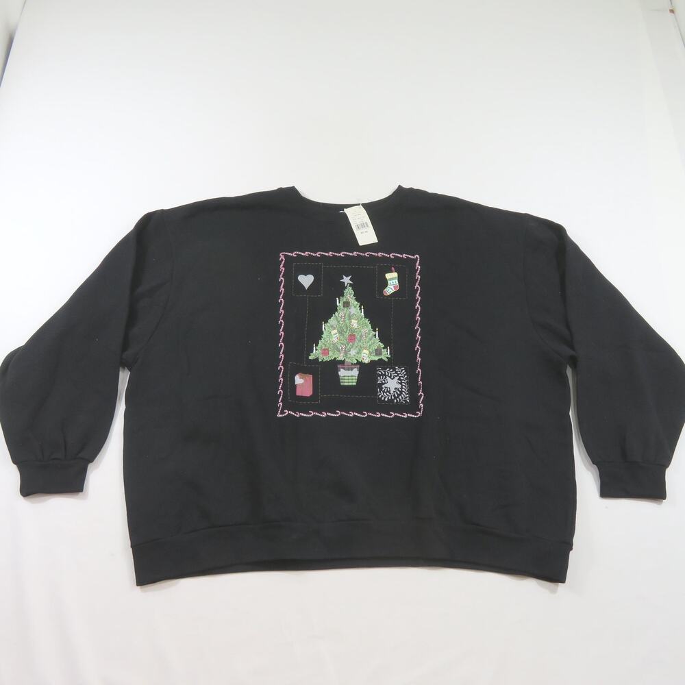 Presents Christmas Tree Sweatshirt Black Sweater CST Sport 4X Womens 1990s New
